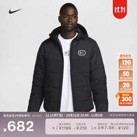 耐克（NIKE）男子保暖夹克冬棉服外套梭织耐穿不易撕裂HM0198 011黑/黑/白 S