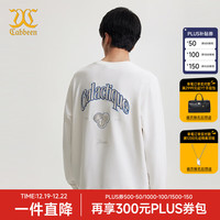 卡宾 男装字母刺绣卫衣24秋宽松上衣潮流H2243164005 米白色12 L /175/50