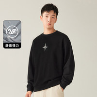 卡宾男装 再生涤纶卫衣星芒绣印宽松上衣潮流街头舒适H 煤黑色01 L