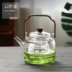 溥畔 围炉煮茶壶透黑提梁壶  云把壶1100ML-透明