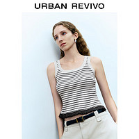 URBAN REVIVO 2024秋季新款女装时尚撞色条纹修身方领针织背心UWU940202