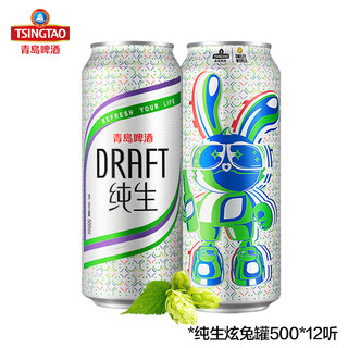 青岛啤酒（TsingTao）纯生系列百年酵母 肖战同款500ml*12听 整箱装 假期出游