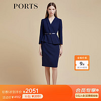 PORTS 宝姿 女装2024年春夏短袖中长连衣裙ALD8D067NWB011 丈青色 10