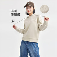 佐丹奴抓绒衣女24冬加绒保暖套头衫绣花破骨连帽卫衣05324847 05 海豚灰杏 L