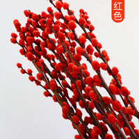 绘枫屿银柳鲜枝真花水培植物新年年宵花福桶银柳干花室内客厅装饰花束 红色60cm30支 不含盆【10支一色请备注】