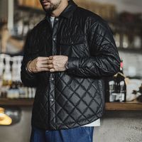 马登 MADEN工装 复古绗缝菱格棉衣夹克男冬仿皮革翻领挺阔宽松保暖上衣外套 (宽松偏大)