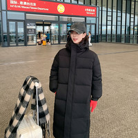 Jeanswest/真维斯过膝中戏同款加厚宽松保暖长款连帽羽绒棉服女