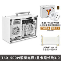 鱼巢 (MetalFish)T60白色迷你ITX机箱 空电脑机箱/带提手/支持长显卡A4侧透小机箱 T60机箱白+显卡延长线3.0+鱼巢500W全模组