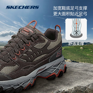 斯凯奇（Skechers）秋冬缓震老爹鞋男舒适防滑运动休闲鞋厚底减震时尚登山 BRN【棕色】 42.5