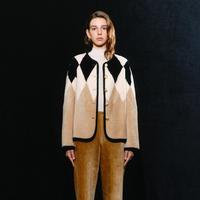 MOISSAC 摩萨克 女士简约羊羔绒外套 100卡其色菱格纹