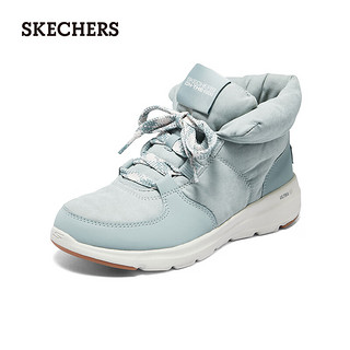 斯凯奇（Skechers）女鞋秋冬面包鞋保暖短筒舒适柔软短靴加绒厚底雪地棉鞋144194 浅蓝色/LTBL 35.5