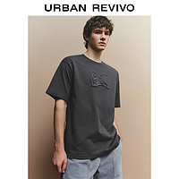 URBAN REVIVO UR2024夏季新款男立体刺绣棉质短袖T恤UML440059