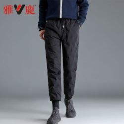 YALU 雅鹿 羽绒裤男外穿2024年新款加厚户外防风保暖防寒束脚男士棉裤冬