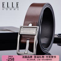 ELLE HOMME法国品牌男士皮带男针扣式裤腰带男头层牛皮圣诞 【礼盒精装】二层牛皮咖色902065 115cm -120cm(150-190斤适用）