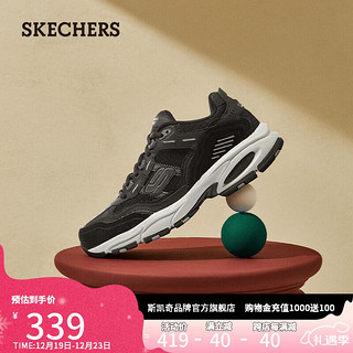 斯凯奇（Skechers）男鞋冬季保暖潮流老爹鞋厚底增高鞋防滑舒适休闲运动鞋237067 黑色/炭灰色/BKCC 45.5