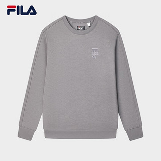 FILA 斐乐男子套头卫衣2024冬时尚休闲宽松加绒针织上衣 云多拉灰-DY M