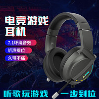 AJAZZ 黑爵 AX365游戏耳机usb声道带线控RGB听声辩位吃鸡LOL网课学习耳机