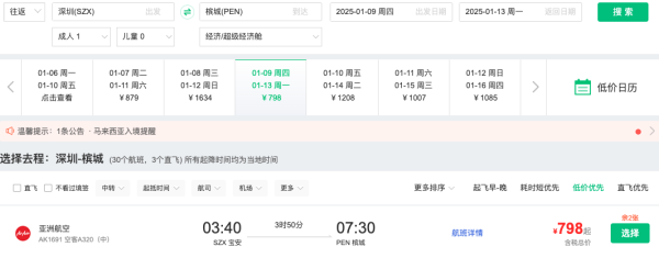 大量有票!含税700+往返沙巴/槟城!亚航 全国多地=马来西亚机票