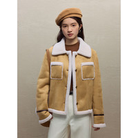 自巧（ZIQIAO）小个子100%羊羔毛夹克女冬季03新款保暖复古仿皮毛一体外套