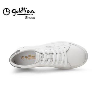 金利来（goldlion）男鞋时尚个性耐磨板鞋舒适系带休闲鞋55323073920A-白色-39码
