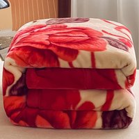 雅鹿加厚拉舍尔毛毯被子冬铺床加绒宿舍单人盖毯婚庆办公室午休绒毯子 240大红 双层加厚200X230cm约8斤