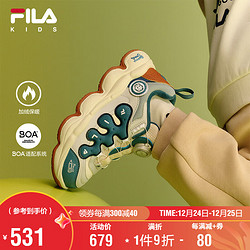 FILA 斐乐 儿童豌豆鞋2024冬季男女童加绒运动鞋中大童篮球鞋