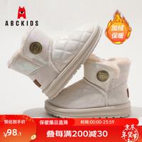 ABC KIDS女童雪地靴2024冬季新款儿童鞋大棉鞋加绒冬款靴子仿牛皮短靴 内长约17.5cm