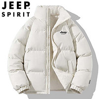 JEEP SPIRIT 吉普棉服男棉衣秋冬外套加厚面包服宽松百搭休闲棉袄子 米白 2XL