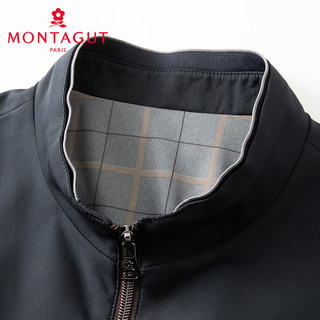 梦特娇（MONTAGUT）【双层立领设计&垂顺耐穿】格纹内里男士夹克商务外套 藏青 56
