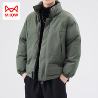 猫人(MiiOW)美式简约男士棉衣秋冬休闲棉服潮牌百搭面包服保暖棉袄子外套 墨绿色 XL