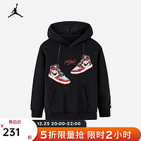 NIKE 耐克 JordanJordan儿童男童装冬季卫衣连帽加绒保暖上衣  正黑色 160/76(L)