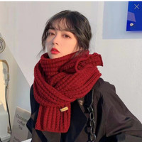 凯蒂猫 Hello Kitty秋冬季百搭保暖围巾氛围学韩系简约圣诞风韩版加厚 均码 纯色围巾两条 酒红+灰色