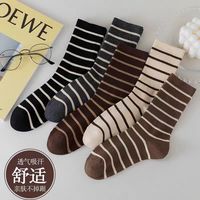 A香薰袜韩系复古条纹堆堆袜女秋冬学院风ins潮百搭时尚中筒棉袜子