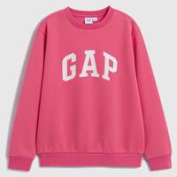 Gap女童春秋款LOGO碳素软磨抓绒卫衣837140儿童装休闲上衣