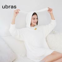 ubras贴贴系列兔绒绒套头家居裙可外穿加绒可爱保暖家居服睡衣女