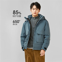 佐丹奴外套男装鸭绒工装多口袋连帽羽绒外套 18072604 48 蓝色 L