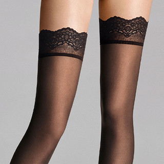 Wolford/沃尔福特Velvet40D黑色性感蕾丝长筒防滑大腿袜女士28117