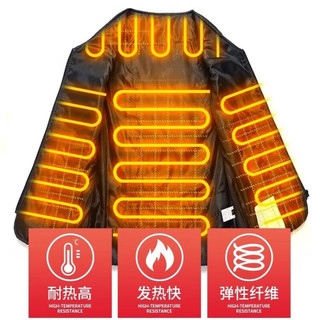 JEEP SPIRIT吉普智能充电加热背心保暖马夹秋冬款中老年肩男女款发热马甲 9区-黑色+不送充电宝 XL