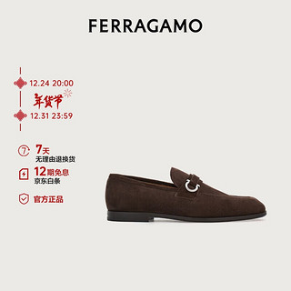 Salvatore Ferragamo 菲拉格慕 Ferragamo）男士咖啡色Gancini扣饰莫卡辛鞋 0768817_3E _ 95/45