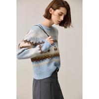 丽丽 LILY【2024冬季】复古摩登费尔岛宽松慵懒百搭通勤圆领毛衣女款