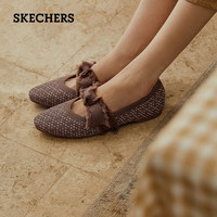斯凯奇(Skechers)优雅蝴蝶结女鞋时尚简约单鞋复古浅口休闲鞋低帮鞋158676