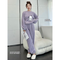 有只绵 睡衣 秋冬季加绒加厚保暖女士家居服两件套