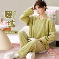 【穿在身上暖呼呼】女士家居服蓄热保暖法兰绒外穿圆领套头睡衣女