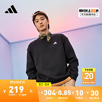 adidas 阿迪达斯 加绒休闲圆领套头长袖卫衣男女阿迪达斯轻运动 黑色/白 L