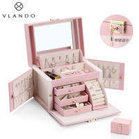 唯兰朵首饰盒带锁桌面收纳项链戒指饰品高档珠宝盒