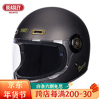 BEASLEY HELMETS 比斯力复古摩托车头盔玻璃钢男女国潮机车复古头盔巡航春夏全盔 503-哑古铜  M（头围55~56）