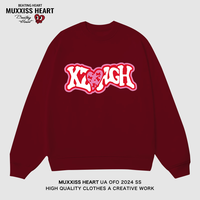 MUXXISS HEART/麦克斯桃心联名春节新年重磅潮牌男女卫衣 恋心圆领酒红 2XL
