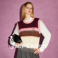 Juicy Couture橘滋【2024秋冬款】玫瑰诗篇LOGO刺绣撞色毛织女式背心