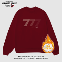 MUXXISS HEART/麦克斯桃心联名春节新年重磅潮牌男女卫衣 渐变7圆领加绒酒红