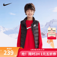 NIKE 耐克童装男女童羽绒马甲冬季儿童保暖上衣 正黑色 120/60(6)